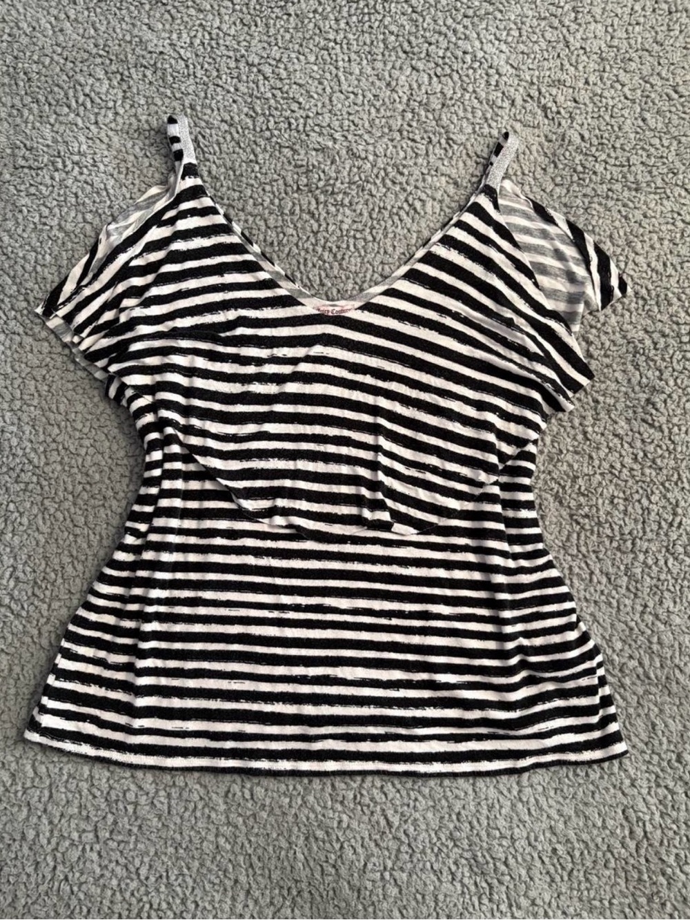 Juicy Couture Black & White Striped Cold-Shoulder Camisole